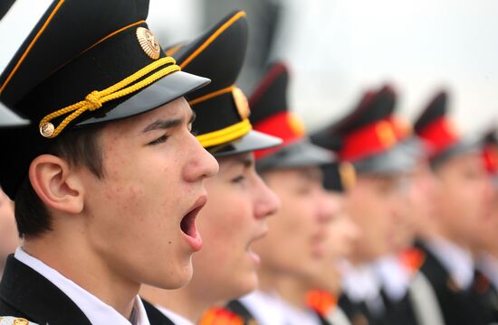 Moscow cadets' parade on Poklonnaya Hill