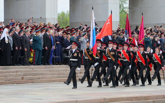 Moscow cadets' parade on Poklonnaya Hill
