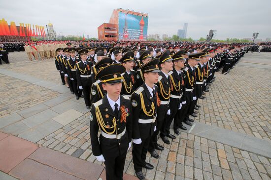 Moscow cadets' parade on Poklonnaya Hill