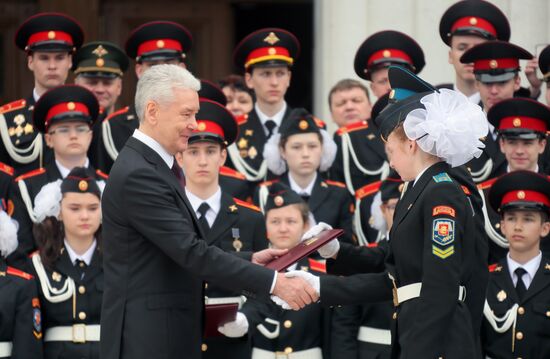 Moscow cadets' parade on Poklonnaya Hill