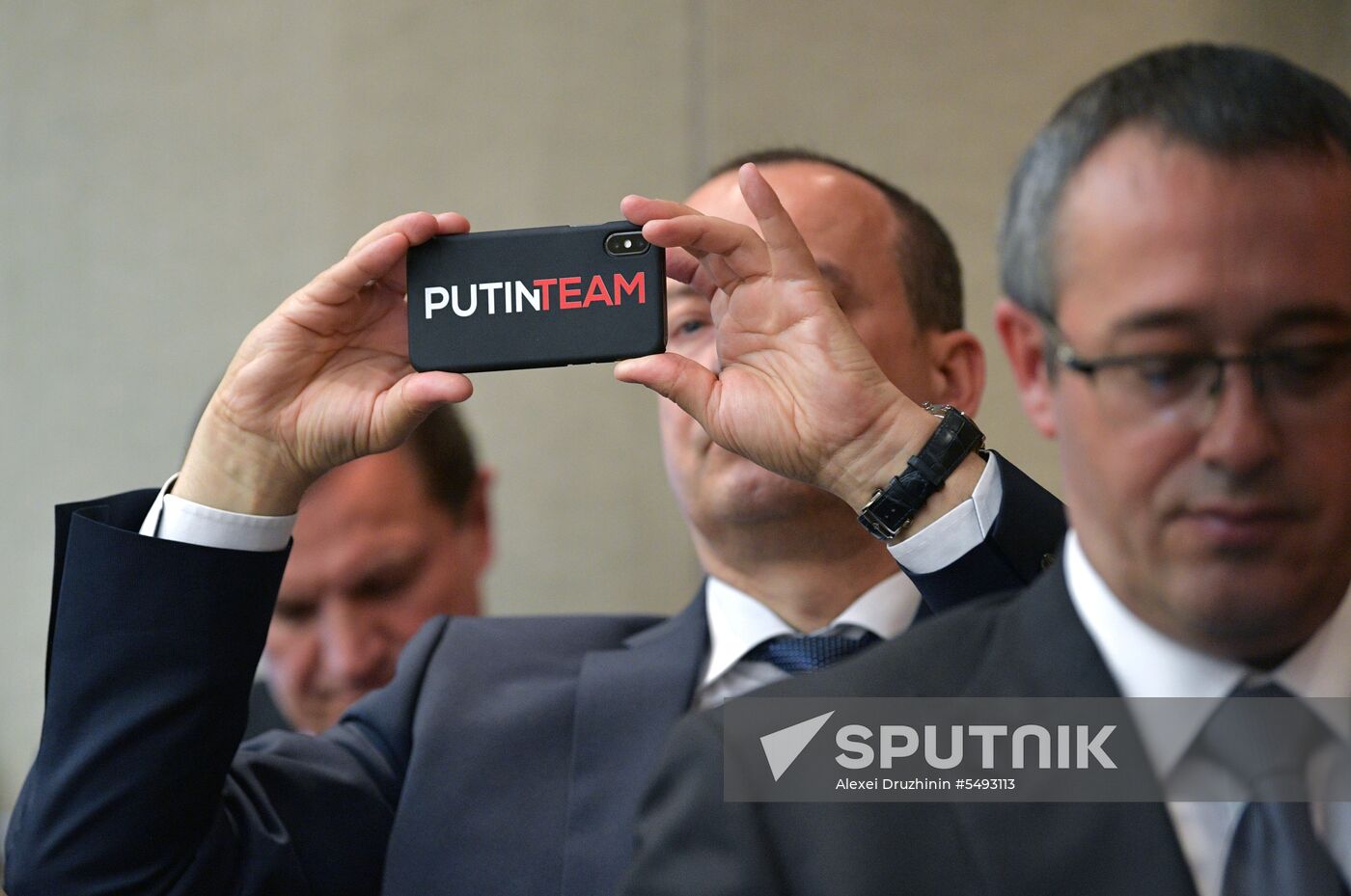 Russian President Vladimir Putin and candidate for Prime Minister Dmitry Medvedev attend State Duma plenary meeting