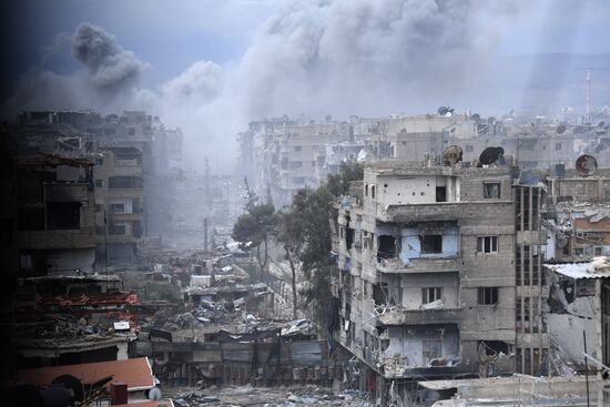 Situation in Yarmouk refugee camp area in southern Damascus suburb