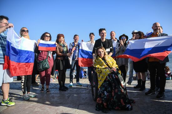 Yulia Samoilova's performance in fan zone of Eurovision Song Contest 2018