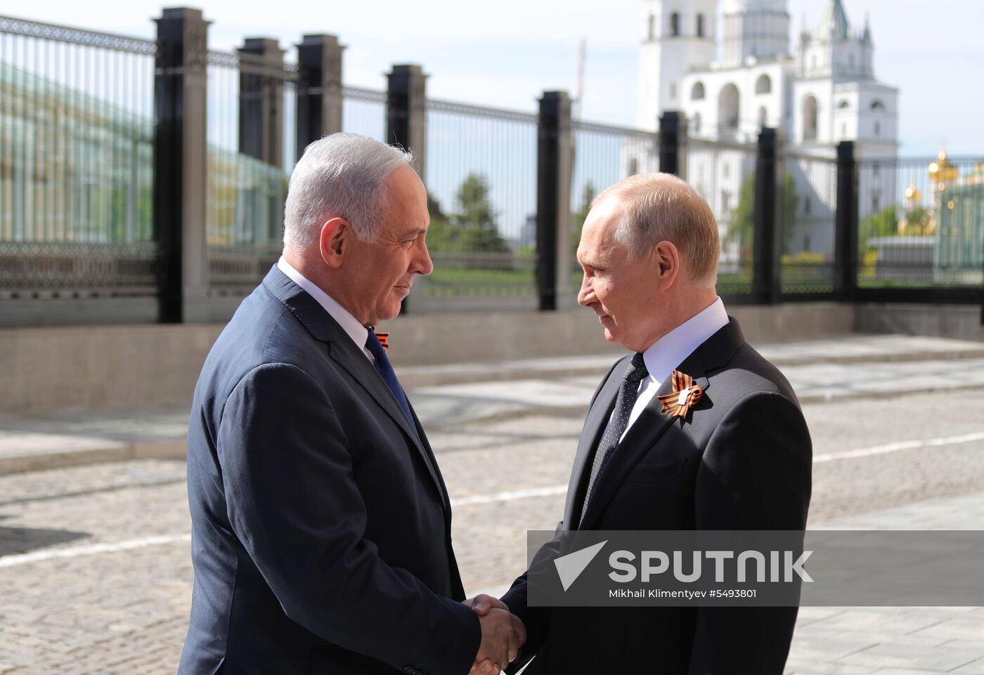 President Vladimir Putin and Prime Minister Dmitry Medvedev at military parade to mark 73rd anniversary of Victory in Great Patriotic War