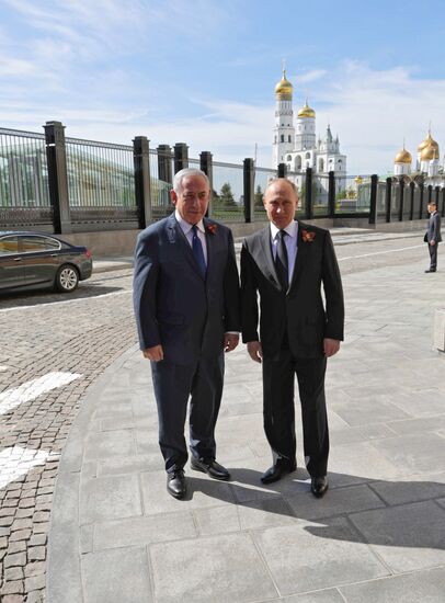 President Vladimir Putin and Prime Minister Dmitry Medvedev at military parade to mark 73rd anniversary of Victory in Great Patriotic War