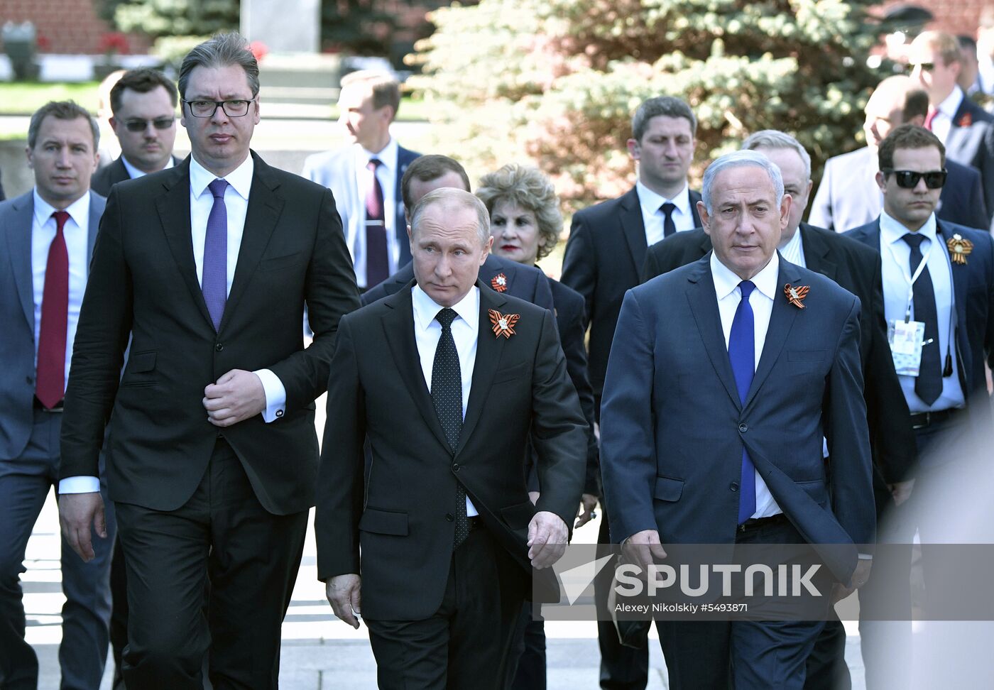 President Vladimir Putin and Prime Minister Dmitry Medvedev at military parade to mark 73rd anniversary of Victory in Great Patriotic War