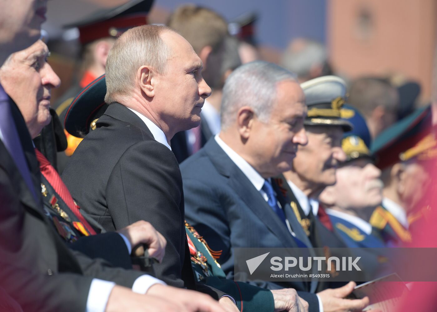 President Vladimir Putin and Prime Minister Dmitry Medvedev at military parade to mark 73rd anniversary of Victory in Great Patriotic War