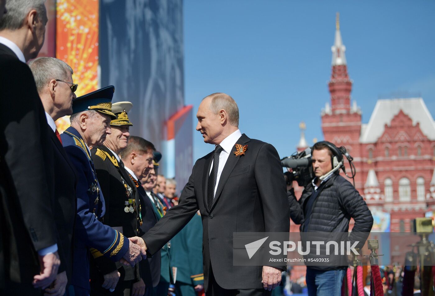 President Vladimir Putin and Prime Minister Dmitry Medvedev at military parade to mark 73rd anniversary of Victory in Great Patriotic War