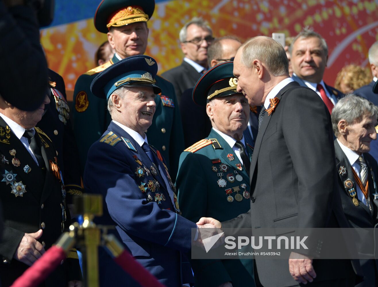 President Vladimir Putin and Prime Minister Dmitry Medvedev at military parade to mark 73rd anniversary of Victory in Great Patriotic War