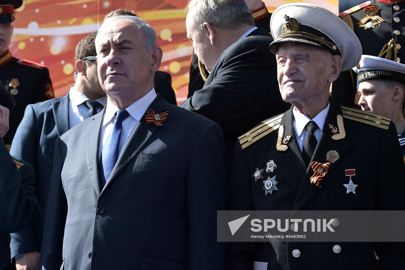 President Vladimir Putin and Prime Minister Dmitry Medvedev at military parade to mark 73rd anniversary of Victory in Great Patriotic War