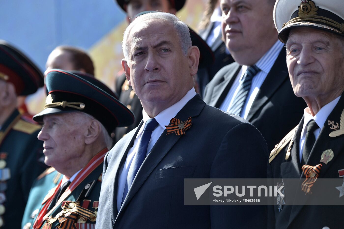 President Vladimir Putin and Prime Minister Dmitry Medvedev at military parade to mark 73rd anniversary of Victory in Great Patriotic War