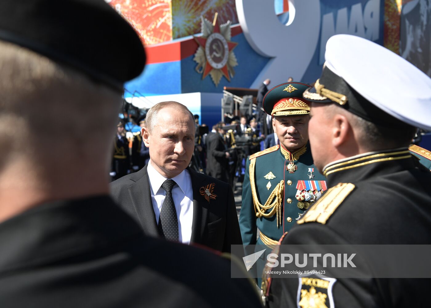 President Vladimir Putin and Prime Minister Dmitry Medvedev at military parade to mark 73rd anniversary of Victory in Great Patriotic War