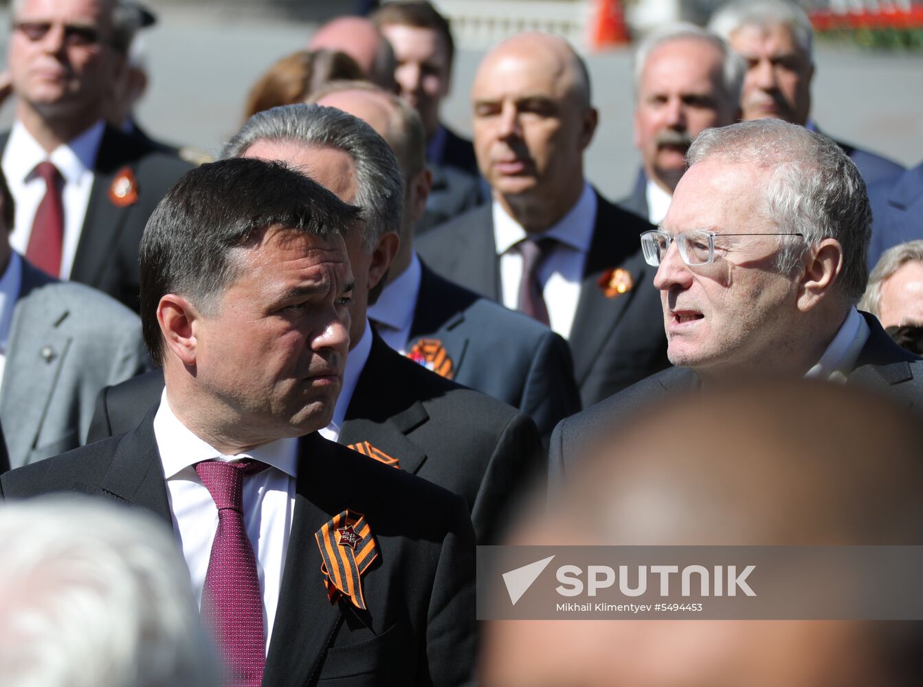 President Vladimir Putin and Prime Minister Dmitry Medvedev at wreath-laying ceremony at Unknown Soldiers' Tomb