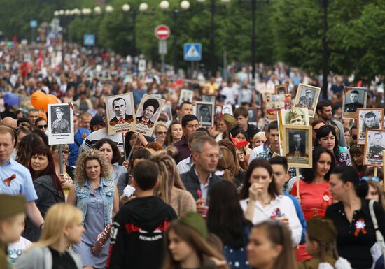 Immortal Regiment event in Russian cities