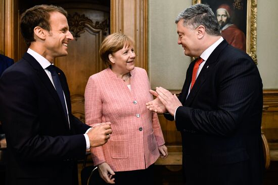 Meeting of German Chancellor Angela Merkel, French President Emmanuel Macron and Ukrainian President Petro Poroshenko