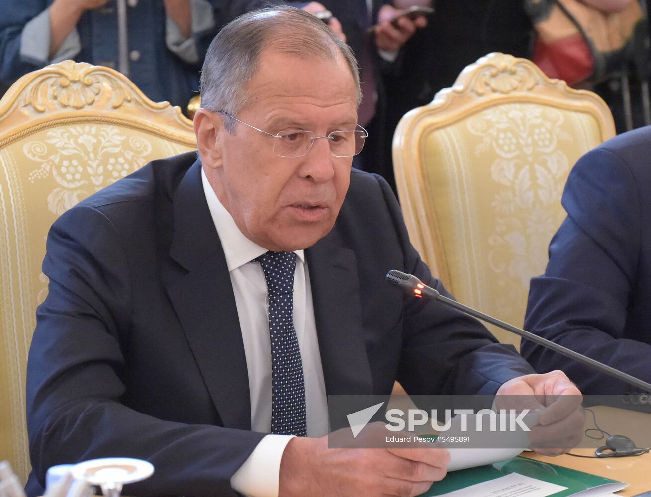 Russian Foreign Minister Sergei Lavrov meets with German Foreign Minister Heiko Maas