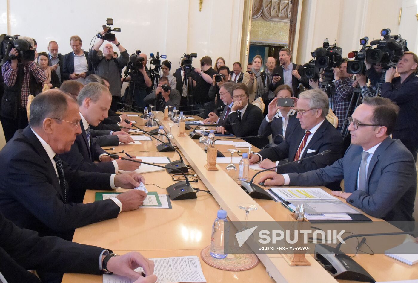 Russian Foreign Minister Sergei Lavrov meets with German Foreign Minister Heiko Maas