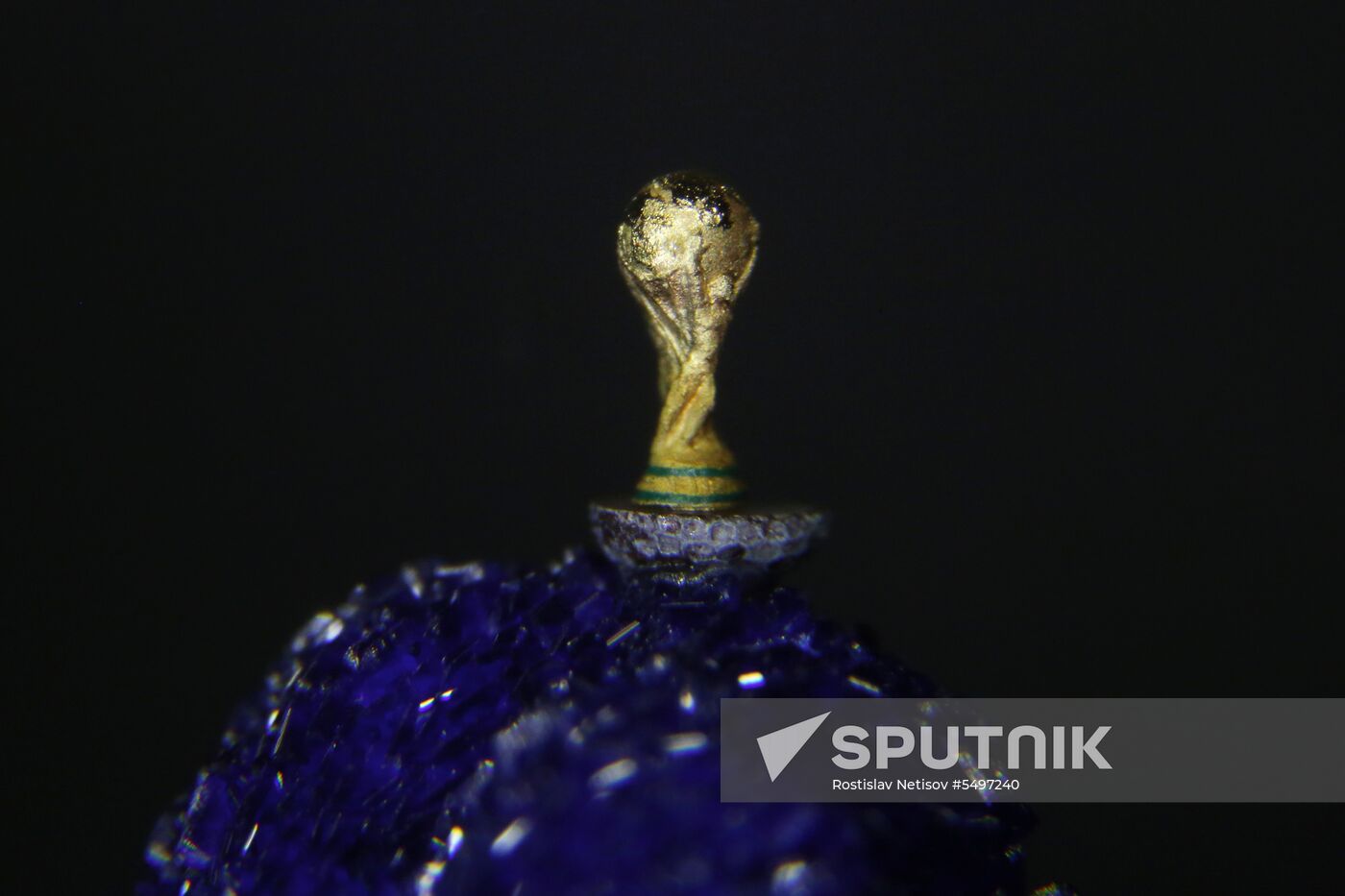 Craftsman from Novosibirsk carves copy of World Cup trophy on poppy seed