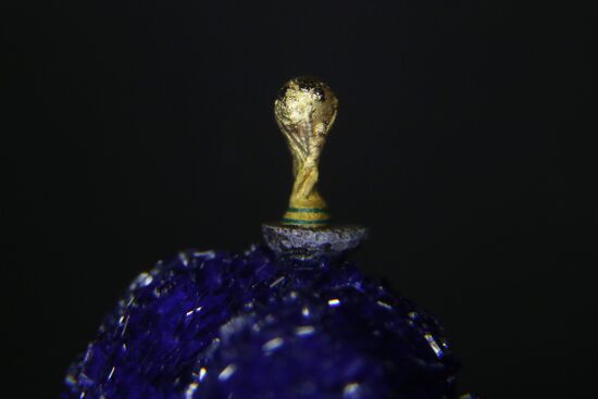 Craftsman from Novosibirsk carves copy of World Cup trophy on poppy seed