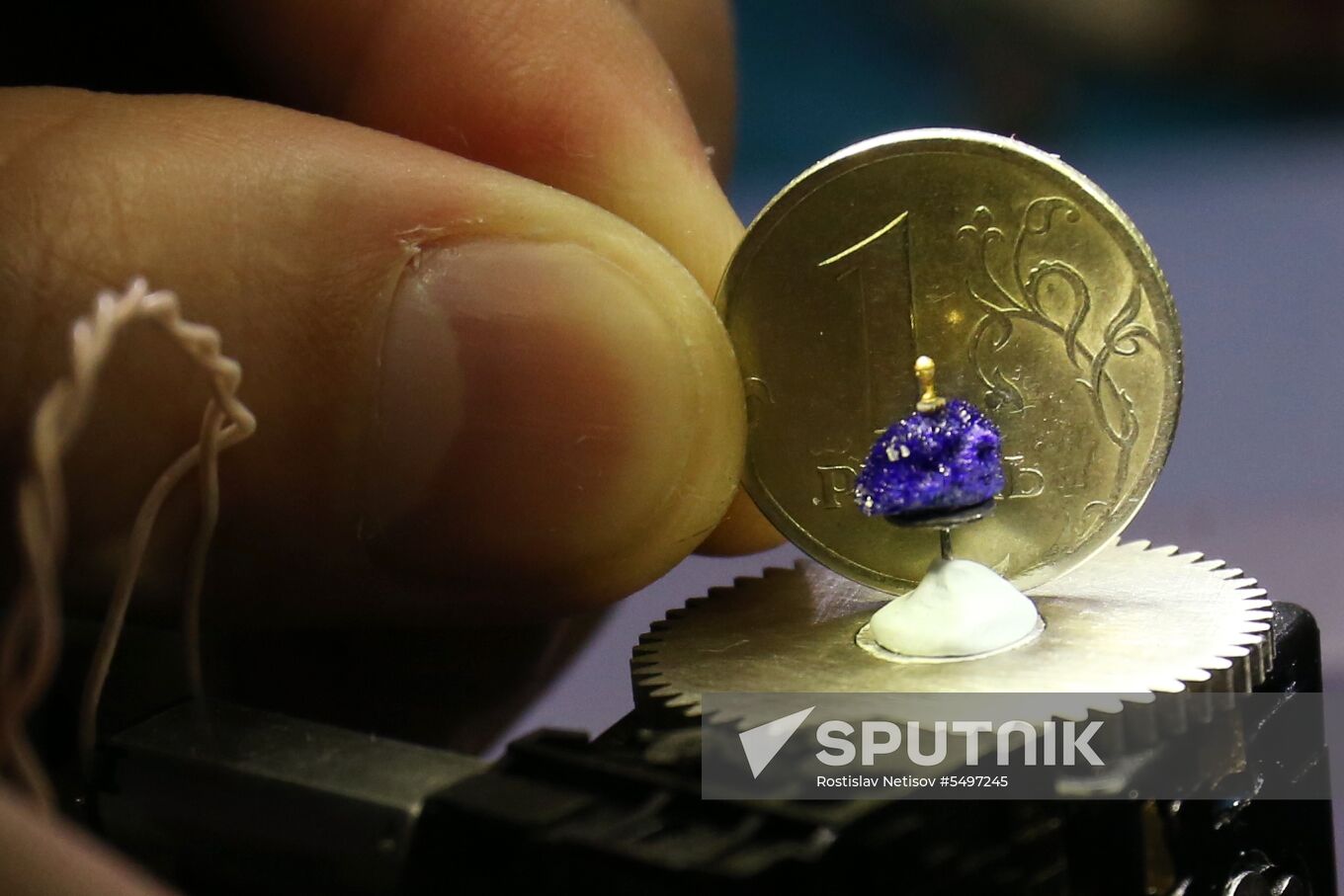 Craftsman from Novosibirsk carves copy of World Cup trophy on poppy seed