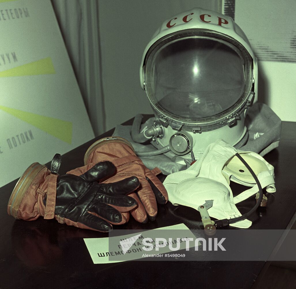 Gherman Titov's helmet, gloves and headgear