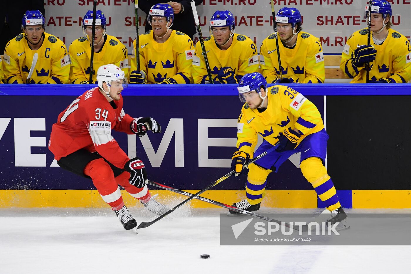 Ice hockey. 2018 IIHF World Championship. Switzerland vs. Sweden