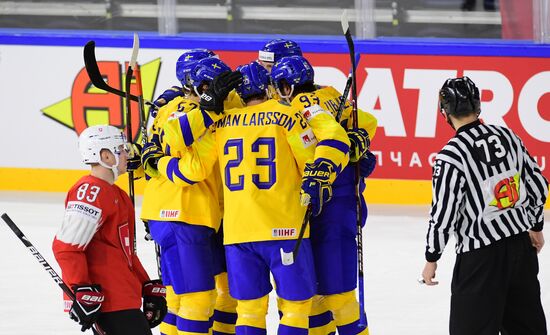Ice hockey. 2018 IIHF World Championship. Switzerland vs. Sweden