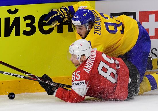 Ice hockey. 2018 IIHF World Championship. Switzerland vs. Sweden