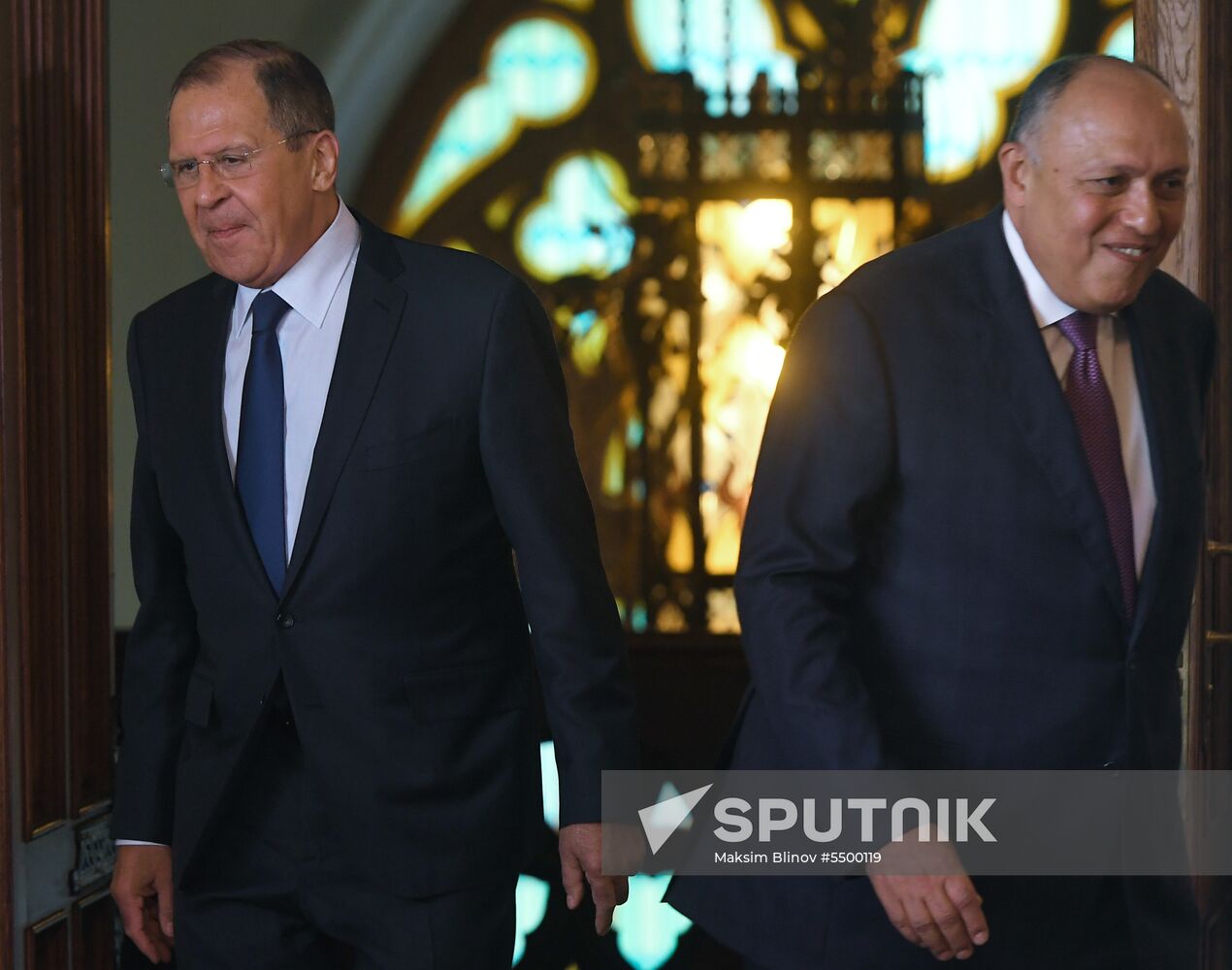 Foreign Minister Sergei Lavrov meets with his Egyptian counterpart Sameh Shoukry