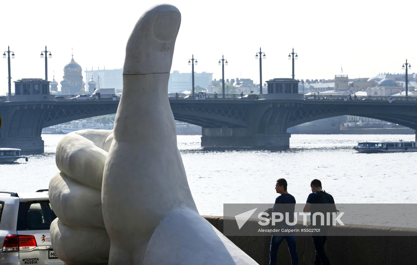 Giant figure 'Like' in St. Petersburg