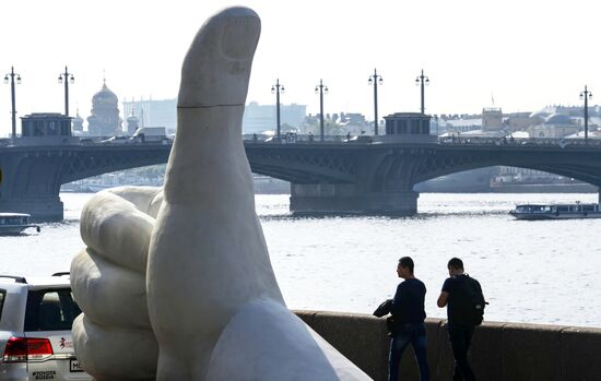 Giant figure 'Like' in St. Petersburg
