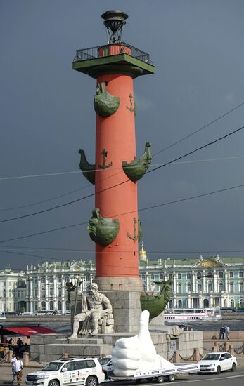 Giant figure 'Like' in St. Petersburg