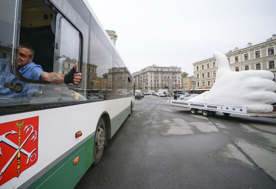 Giant figure 'Like' in St. Petersburg