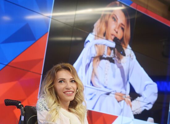 News conference by Yulia Samoilova, Russia's competitor at Eurovision Song Contest 2018