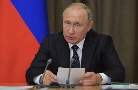 Russian President Vladimir Putin chairs meeting on military issues