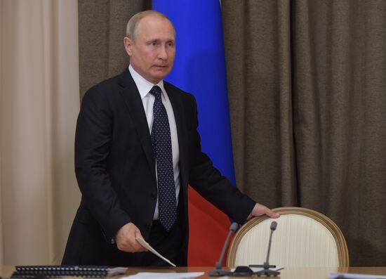 Russian President Vladimir Putin chairs meeting on military issues