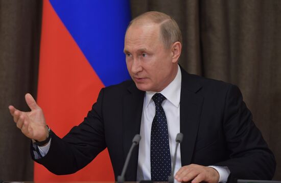 Russian President Vladimir Putin chairs meeting on military issues