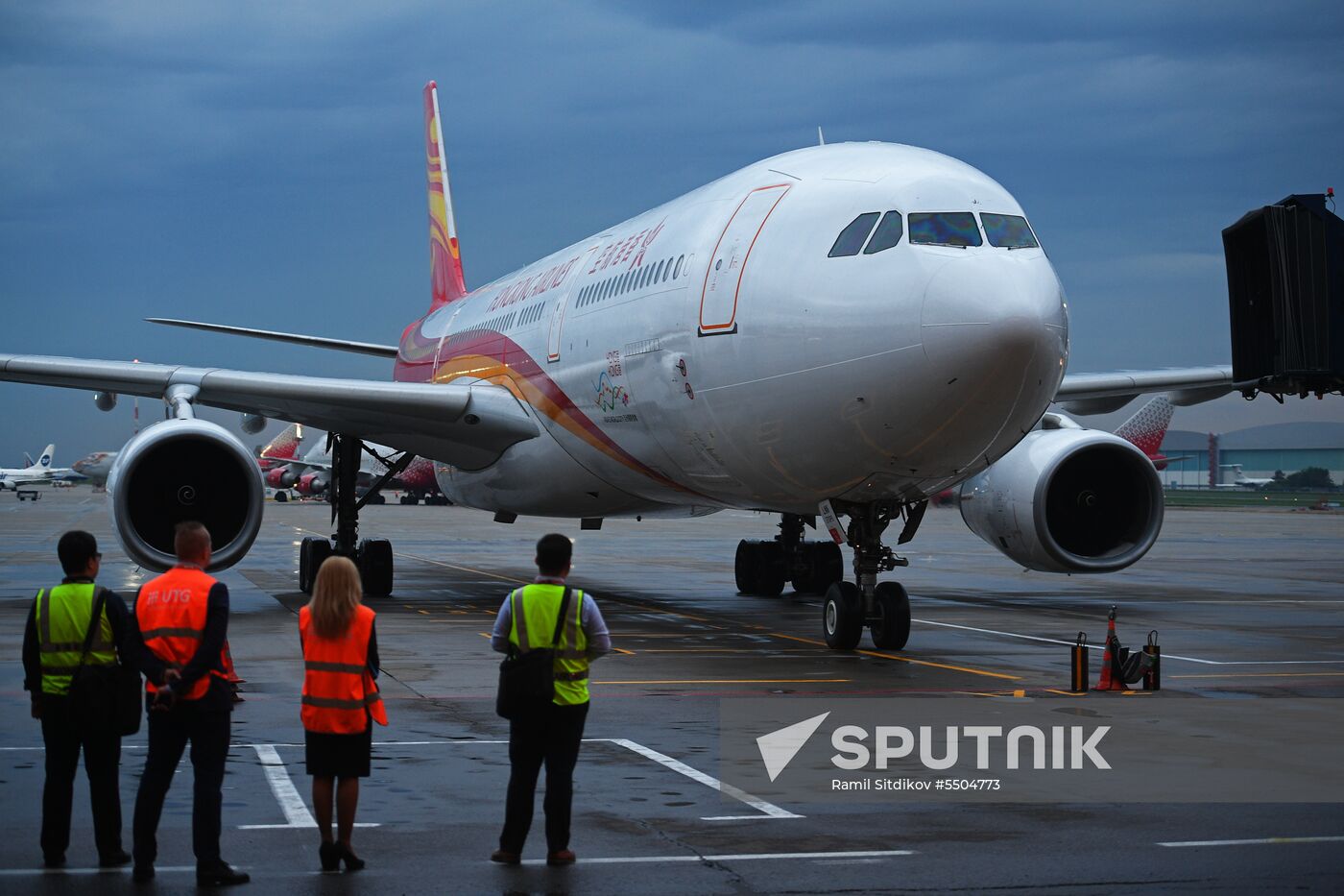 First Hong Kong Airlines flight arrives from Hong Kong in Moscow