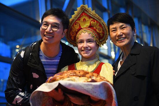 First Hong Kong Airlines flight arrives from Hong Kong in Moscow