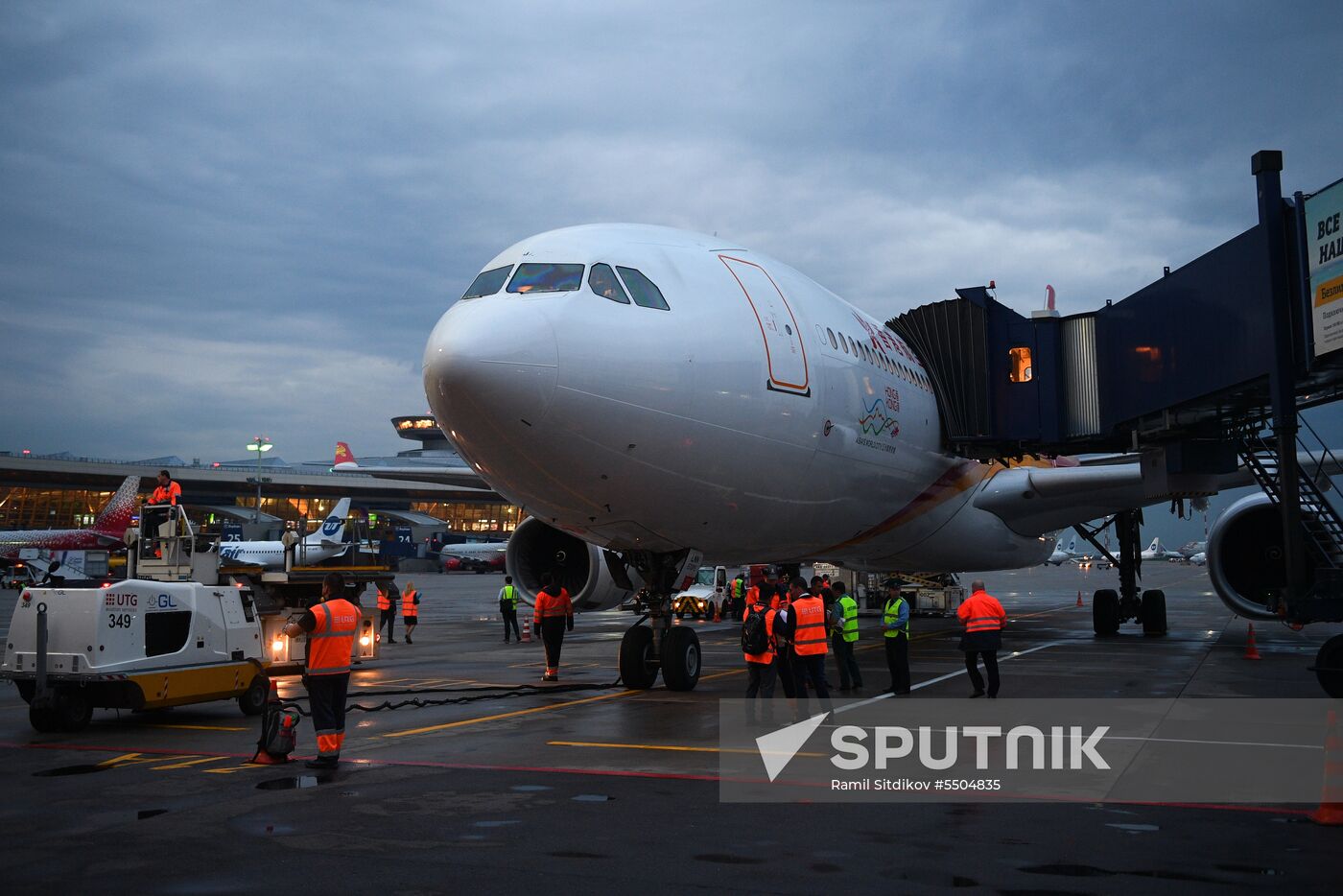 First Hong Kong Airlines flight arrives from Hong Kong in Moscow