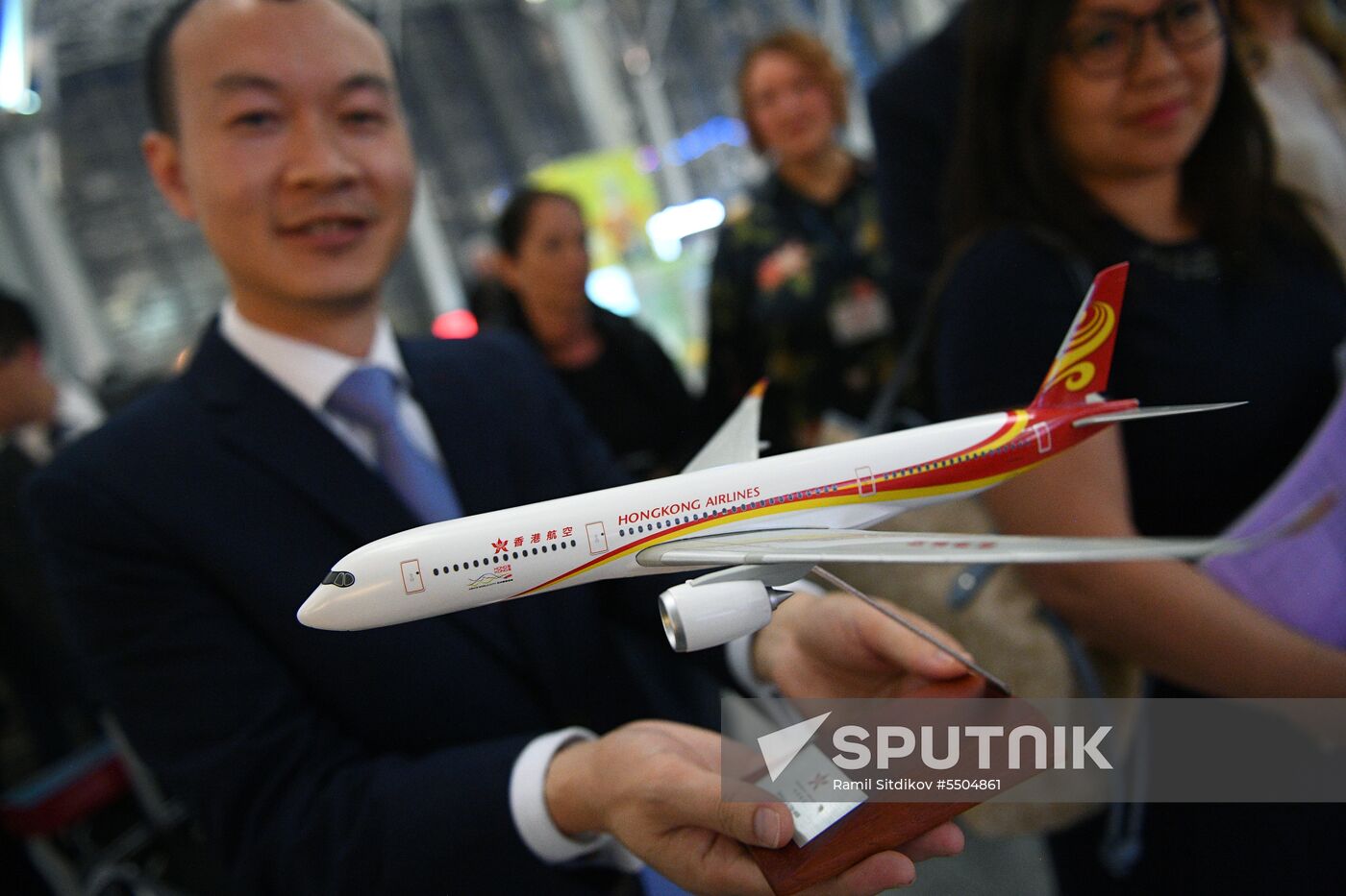 First Hong Kong Airlines flight arrives from Hong Kong in Moscow