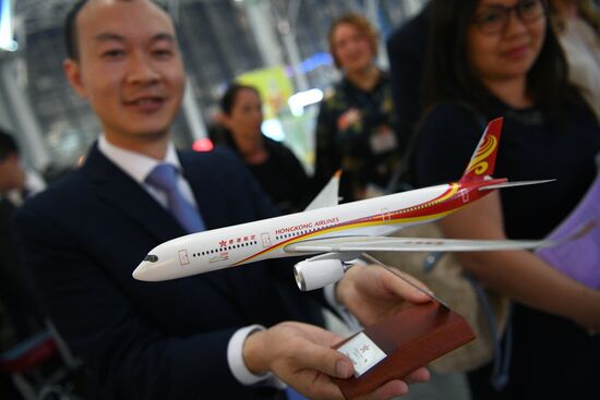 First Hong Kong Airlines flight arrives from Hong Kong in Moscow