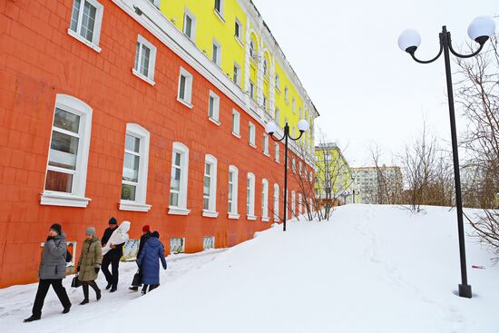 Snowfall in Norilsk