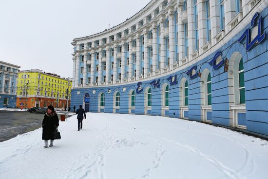 Snowfall in Norilsk