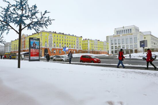 Snowfall in Norilsk