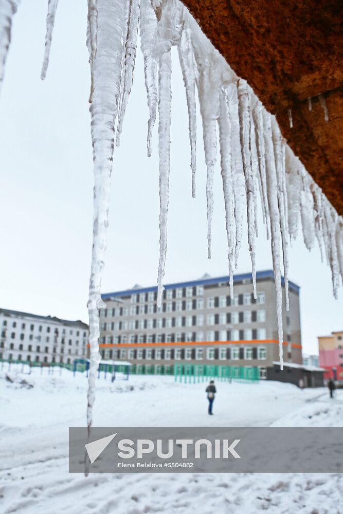 Snowfall in Norilsk