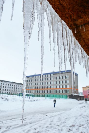 Snowfall in Norilsk