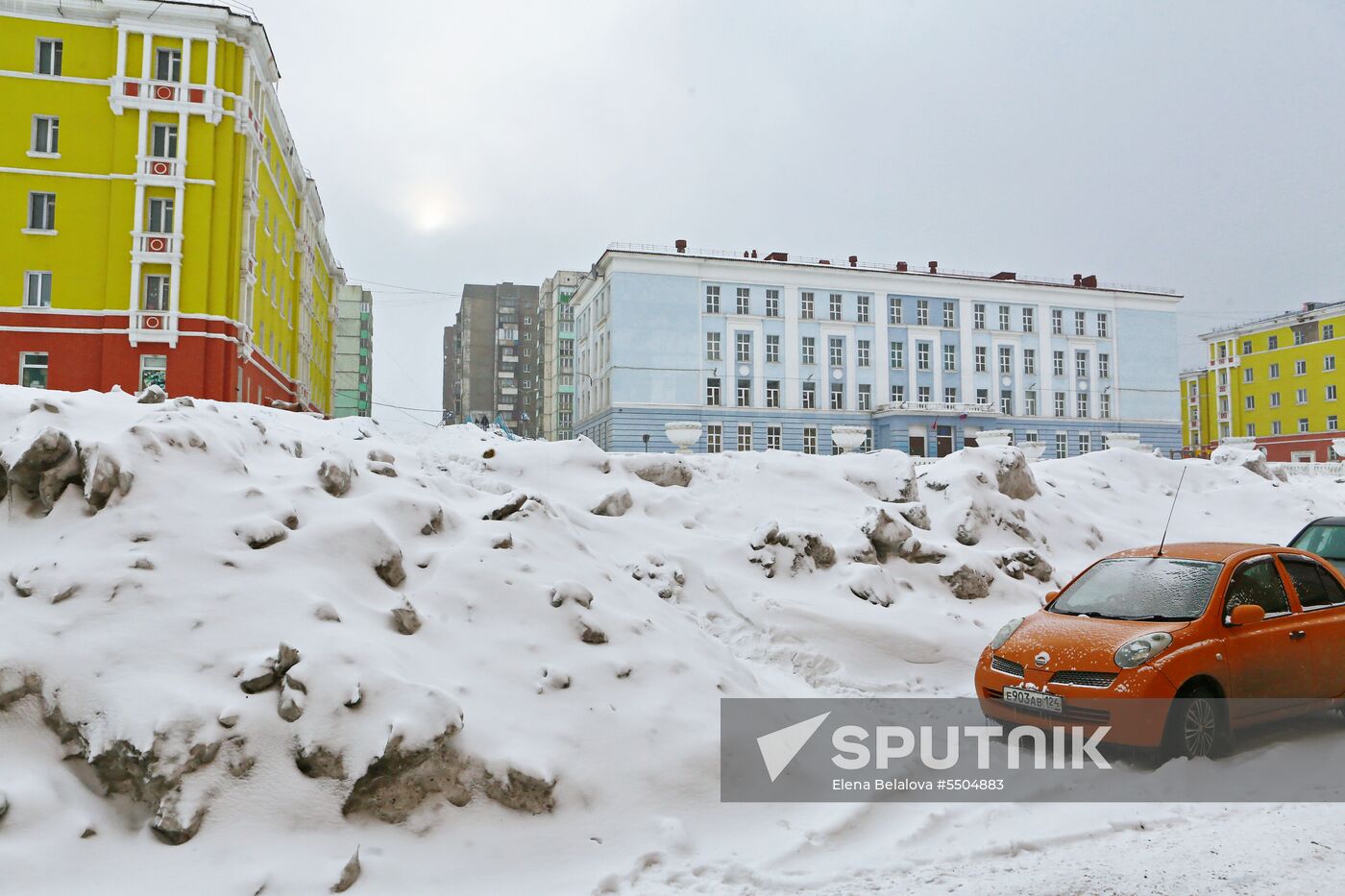 Snowfall in Norilsk