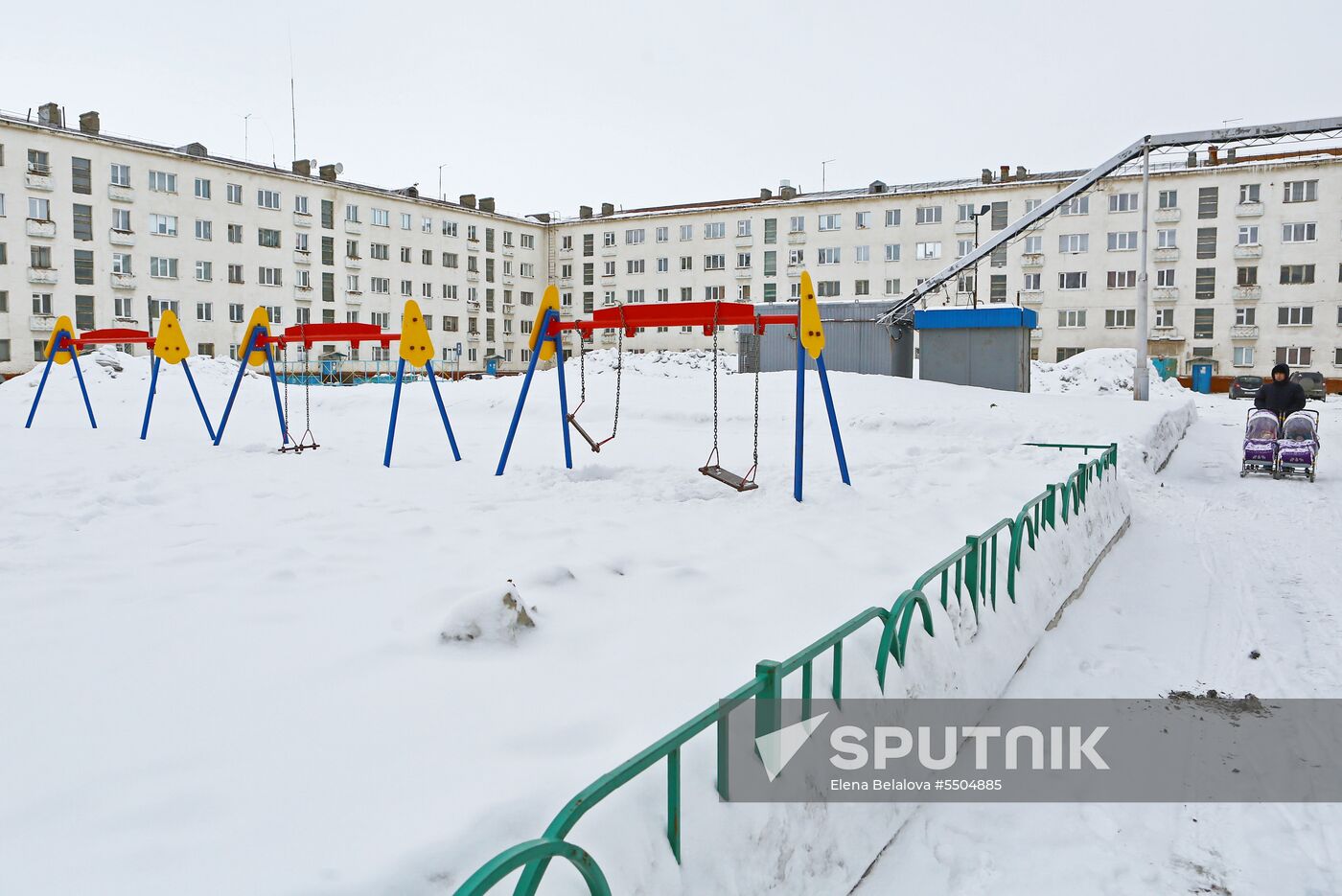 Snowfall in Norilsk