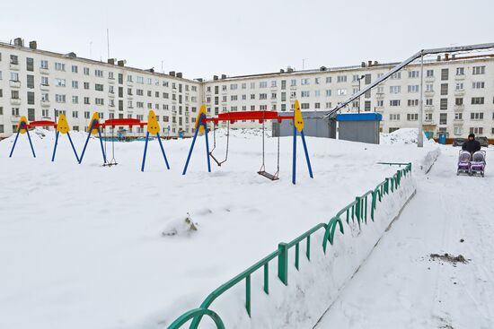 Snowfall in Norilsk